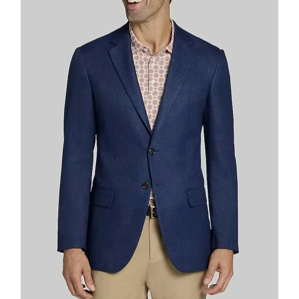 Jos A Bank Mens Tailored Fit‎ Sportcoat Jacket Blazer Blue 40L E03337